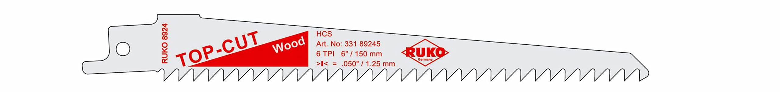 Ruko HCS Reciprocating Blade, Bright Finish, 152.0 mm Length, 18.1 mm Height, Pack of 5, R33189245