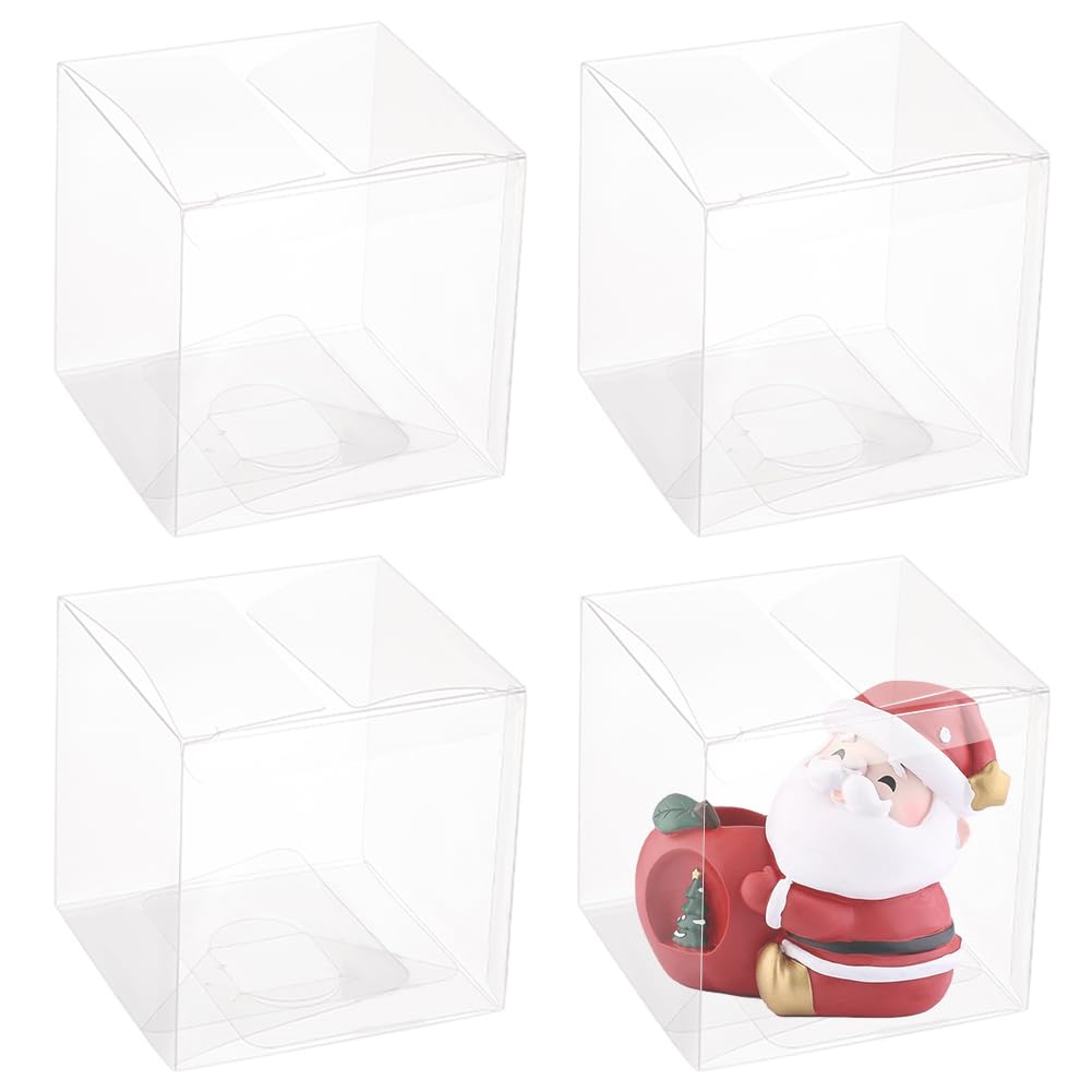 BENECREAT 30Pcs 9x9x9cm Clear Cube Wedding Favour Boxes, 0.6mm Thick PET Transparent Gift Wrapping Boxes for Candy Chocolate, Party and Shower Favors