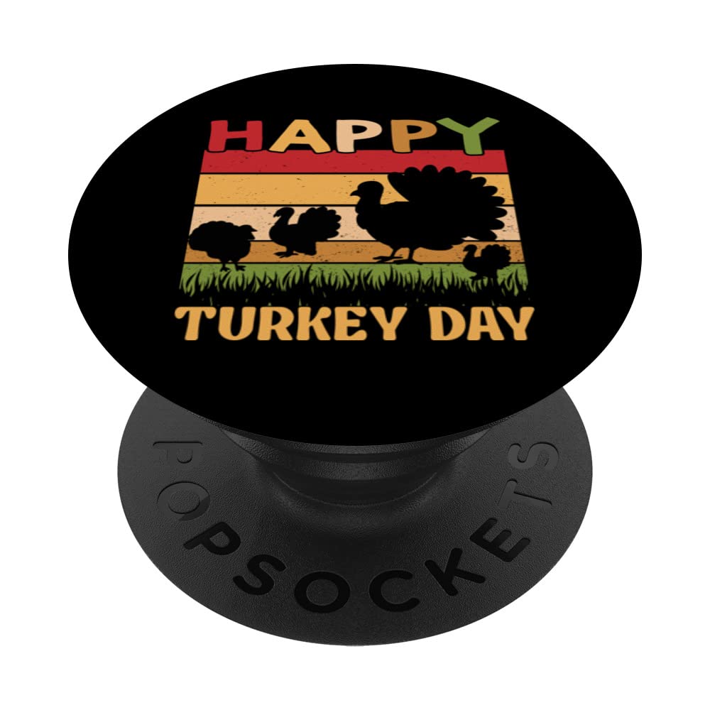 Vintage Happy Turkey Day Thanksgiving Family Kids Matching PopSockets Swappable PopGrip
