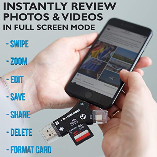 image for Foxelli Trail Camera Viewer - SD & TF Micro SD Card Reader for iPhone,