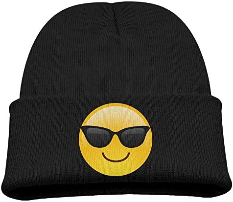 Kid Emoji Face Sunglasses 85% Cotton Watch Hat Black