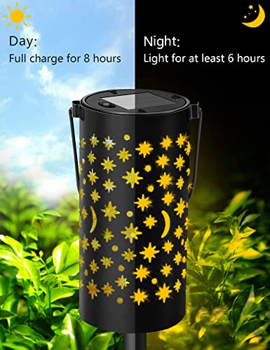 Pathway Solar Light Outdoor Garden, VAABZZ Garden Light with Warm White LED Lights, Waterproof Star and Moon Light for Outdoor Garden, Driveway, Lawn, Patio, Yard and Christmas Decoration(4 Pack)