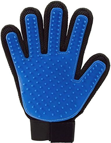 Pet Grooming Glove Hair Remover Brush -pet massage and bathing brush/ Comb-Gentle Deshedding Brush Glove Perfect for Dogs, Cats, Horses-blue&amp;black( 1 Pack)