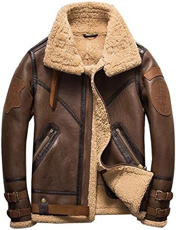 Jcstory ムートンジャケット ファーコート メンズ ラム 毛皮コート ウール もこもこ ライダースジャケット 贈呈 本革 バイク フライト ジャケット 暖かい 防寒 厚手 シングル 革ジャン レザージャケット 秋冬