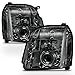 For GMC Yukon Denali SUV Smoked Smoke Dual Halo LED Projector Headlights Front Lamps Replacement Pair