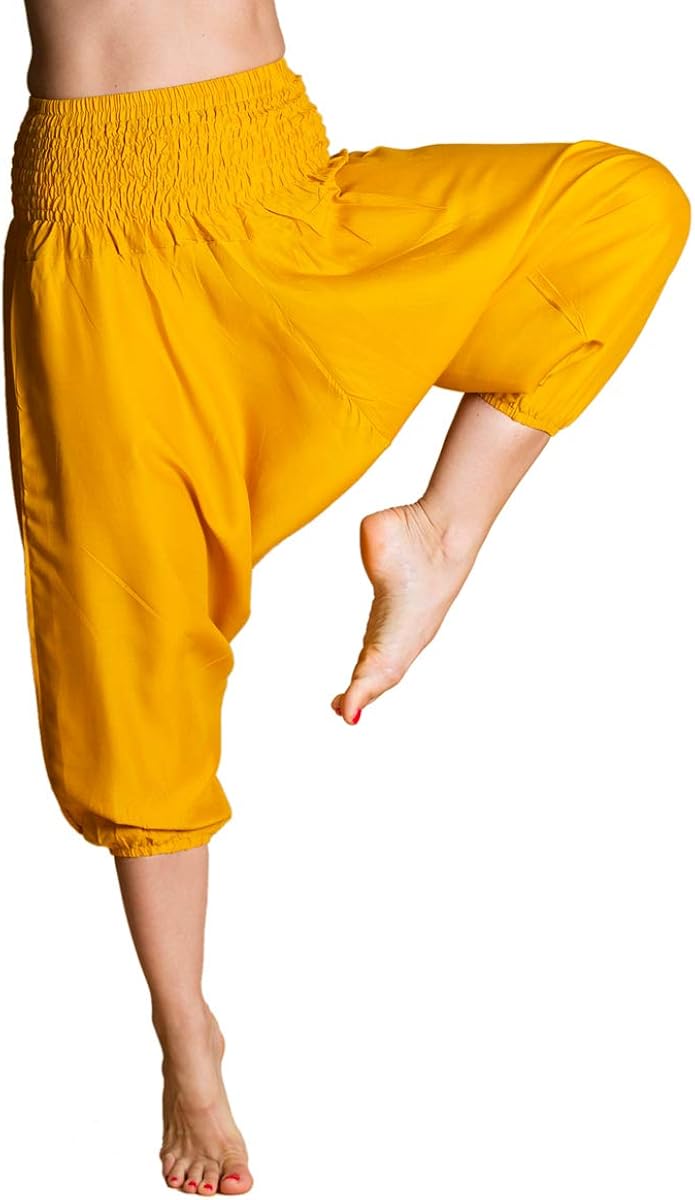 PANASIAM Aladin Pants 3/4, Plain_Gold, M, Plain Golden Yellow - Image 4