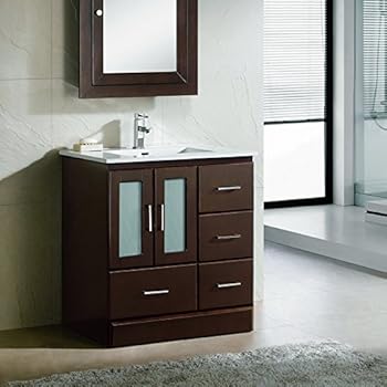30 Bathroom Vanity Cabinet Ceramic Top Integrated Sink Faucet