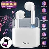  Wireless Earbuds with Charging Case,Bluetooth Earbuds with Mic for Running,Wireless Bluetooth Earphones with Microphone，Mini Sports Earbuds Compatible iOS Android Samsung Huawei Phones XR X 8 7 White