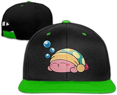 Cool Funny Cute Sleeping Kirby Peaked Hip-Hop Cap KellyGreen