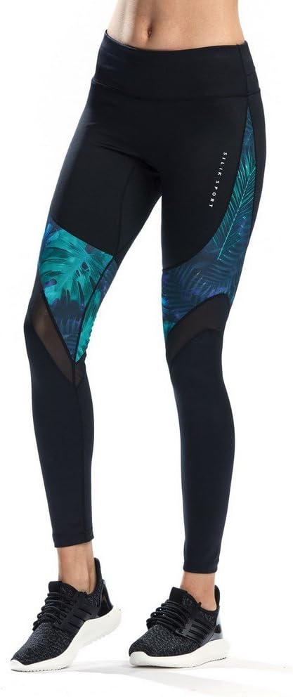 Women's Running Sports Gym Leggings Ladies Compresssion Mesh Panel Workout Tights