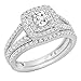 Dazzlingrock Collection 1.00 Carat (Cttw) 10K Round Diamond Split Shank Halo Engagement Ring Set, Solid White Gold, Size 8
