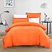 SUSYBAO 3 Pieces Duvet Cover Set 100% Natural Cotton Queen Size 1 Duvet Cover 2 Pillow Shams Solid Orange Luxury Quality Soft Breathable Hypoallergenic Fade Stain Wrinkle Resistant with Zipper Ties
