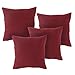 Deconovo Christmas Pillow Covers, Red Pillow Covers with Invisible Zipper, Soft Faux Linen Chair Seat Cushion Cover for Sofa(18 x 18 Inch, Red, Set of 4, No Pillow Insert)