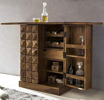 Corazzin Wood Sheesham Wood Bar Cabinet For Home Living Room