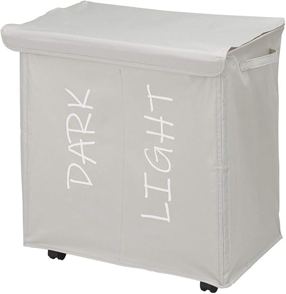 mDesign Divided Laundry Hamper Basket with Wheels and