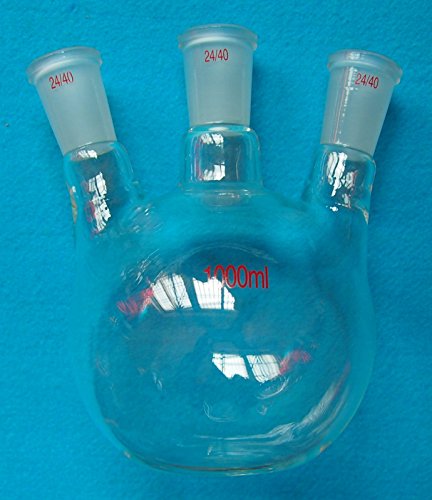 Deschem 1000ml,3-Neck,24/40,Flat Bottom Glass Flask,Three Neck,Laboratory Boiling Vessel
