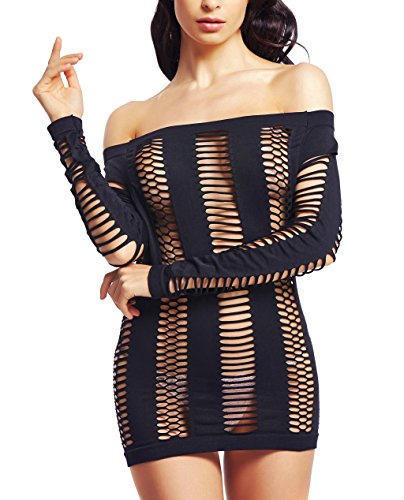 Amoretu-Womens-Sexy-Lingerie-Off-Shoulder-Nightwear-Cut-Out-Chemise
