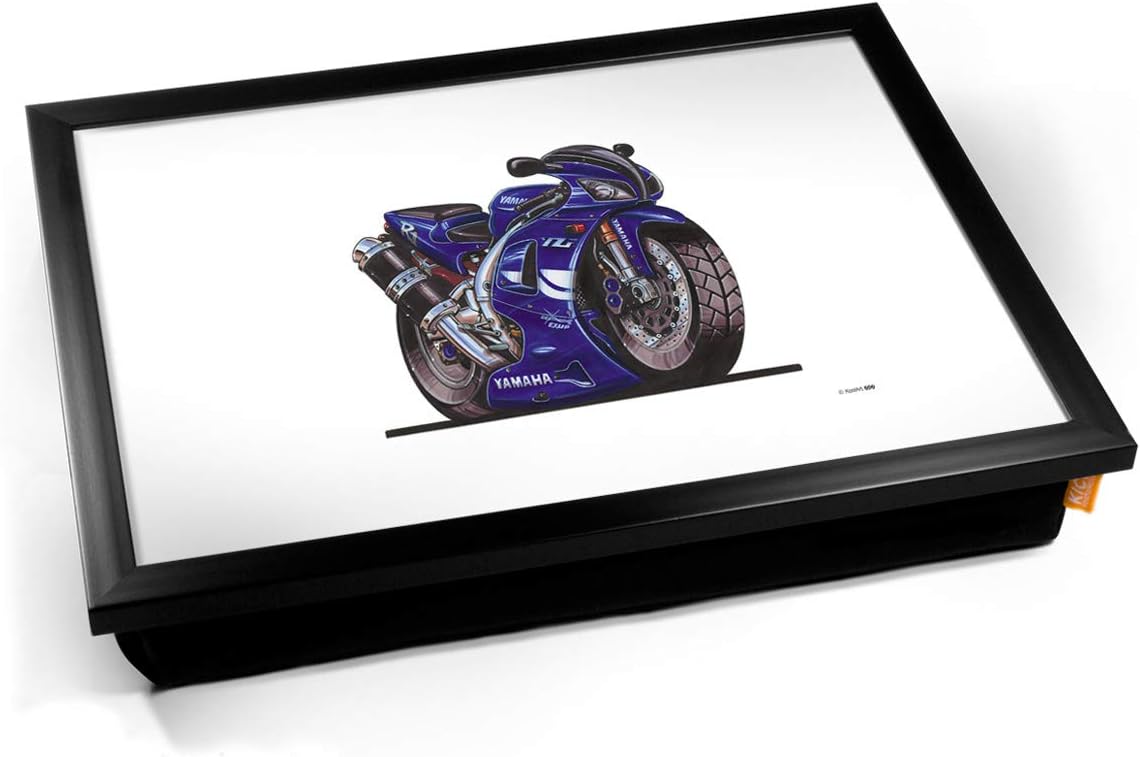 KICO Koolart Yamaha Motorbike Bike Illustration Caricature Cushioned Bean Bag Breakfast Bed Lap Tray Desk - Black Frame