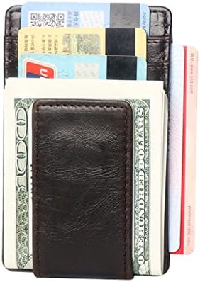 Slim Credit Card Holder with RFID Blocking Thin Minimalist Wallet Front Pocket Wallets for Men - Made From Full Grain Leather (Black Coffee)