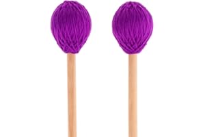 SAUYRASY 1Pair Marimba Percussion Mallets Medium Keyboard Hard Yarn Head with Maple Wood Handles Drum Sticks