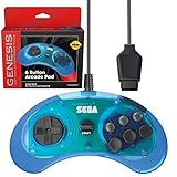 Retro-Bit Official Sega Genesis Controller 6-Button Arcade Pad for Sega Genesis - Original Port - Clear Blue