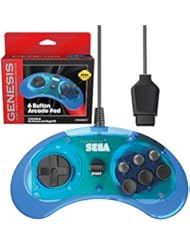 Retro-Bit Oficial Sega Genesis Controller 6 botones Arcade Pad para Sega Genesis - Puerto original - Azul claro