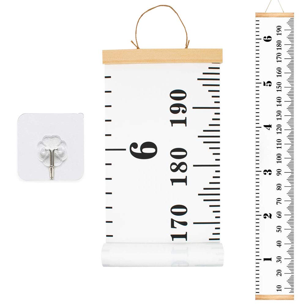 Baby Growth Chart, HUYU Kids Height Chart Canvas Wall Hanging Measuring Rulers for Kids Boys Girls Room Decoration Nursery Removable & Wipeable Height and Growth Chart 7.9 x 79 inch (White)