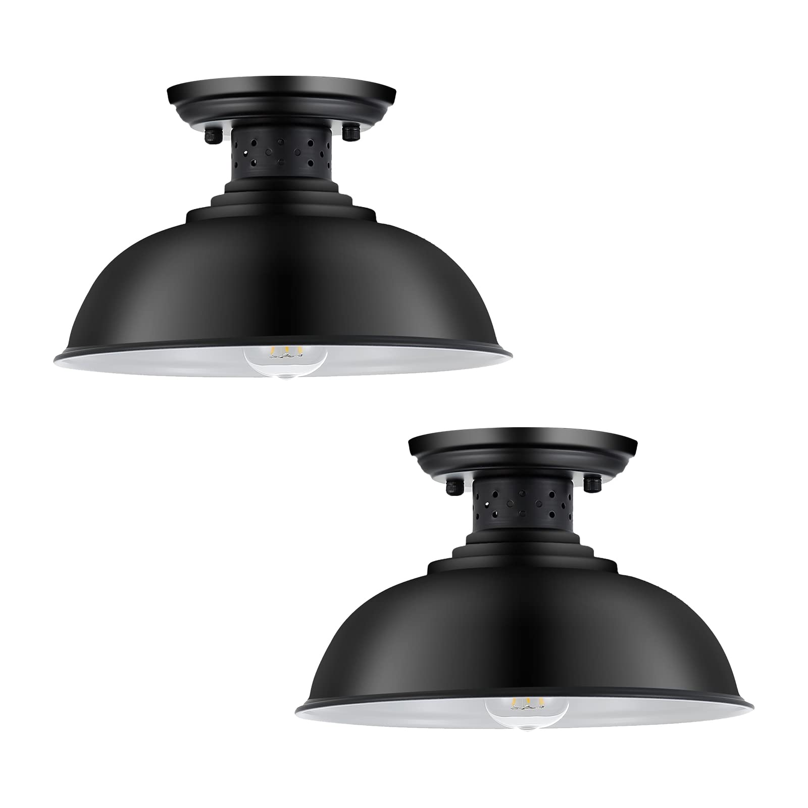 Photo 1 of MgLoyht 2PCS Industrial Vintage Ceiling Light, Semi Flush Lighting Kitchen Island Dining Room Foyer Hallway Porch Barn Loft, Black 13in