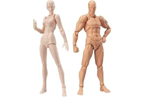 PRIZOM Body Doll, Artists Manikin Blockhead Jointed Mannequin Drawing Figures Male+Female Set (Skin Color)