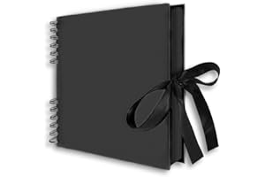 FUNSPONSOR Scrapbook Photo Album with Retro Book for Craft Paper Great for Craft Paper Father's Day Gifts, Valentines Day Gifts (10x7（in）Black)