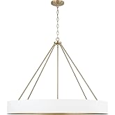 Capital Lighting 453061RE Weller Modern Metal Cylindrical Chandelier, 6-Light 600 Total Watts, 27" H x 36" W, Matte Brass and