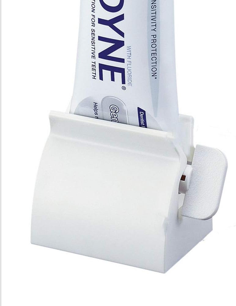 Creative Toothpaste Squeezer Rolling Tube Toothpaste Squeezer Dispenser Toothpaste Seat Holder Stand White
