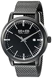 SO&CO New York Men's 5207.4 Madison Quartz Date Black Stainless Steel Mesh Bracelet Watch