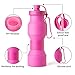 Asrisuk Sports Collapsible Water Bottle 27 oz, Folding BPA Free Silicone Water Bottle 800ml FDA Approved for Traveling, Camping, Hiking, Walking, Running (Pink)