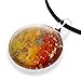 Chuvora Murano Glass Golden Stardust Sunset Sky Red Yellow Round Pendant Necklace, 18-20 inches