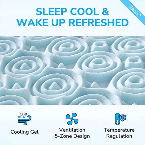 RECCI 2.5 Inch 5Zone Mattress Topper Twin, Gel Memory Foam Mattress