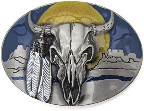 Belt Buckle Original Texas Bullhorn Buffalo Ox Bull Skull Western Cowboy Sunrise
