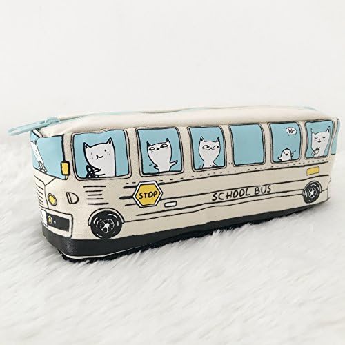 Heo Created Cute Bus Pencil bag Pencil Case Pencil Stationery For School/Office (White)