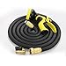 Podura Expandable Garden Hose 25Ft with Solid Brass Connector 9-pattern Nozzle for Watering Plants,Showering Pets,Cleaning Patio - Black