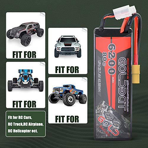 GOLDBAT Champion RC Lipo Battery 2S 80C 7.4V LiPo 5200mAh Hardcase with Deans Plug (6200 2s 80c 2packs XT60) – Bild 7