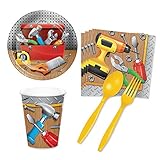 Handyman Construction Theme Birthday Party Supplies for 16 Guests