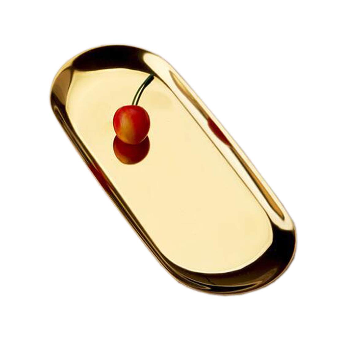 Gold Tray Stainless Steel Trinket Plate,Towel Storage Dish Tea Fruit Trays Cosmetics Plate, Candy Snacks Tray for Bathroom Counter Kitchen Living Room (7.04 * 3.34 inch)
