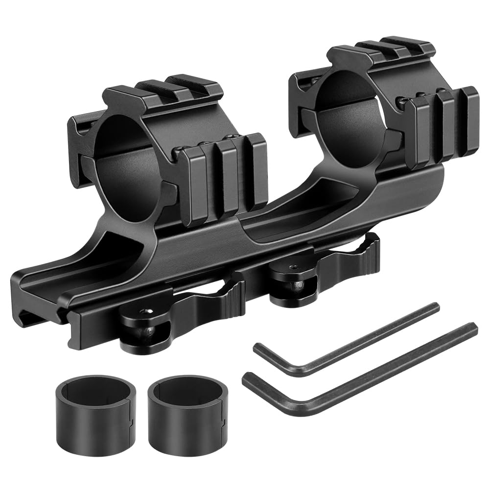 KEENZO Low Profile 1''25mm/30mm One-Piece Scope Ring Mount QD Quick Release Dual Ring Bracket Mount Rail See Through Style for 20mm Picatinny Rail (LD3002-K-Quick Release)