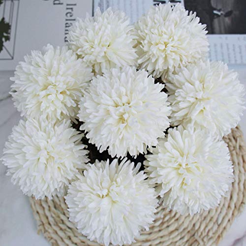 N&T NIETING Artificial Flowers 8Pcs Silk Plastic Artificial Hydrangea for DIY Bridesmaid Bridal Wedding Bouquet, Home Garden Office Party Wedding Decoration (Ivory)