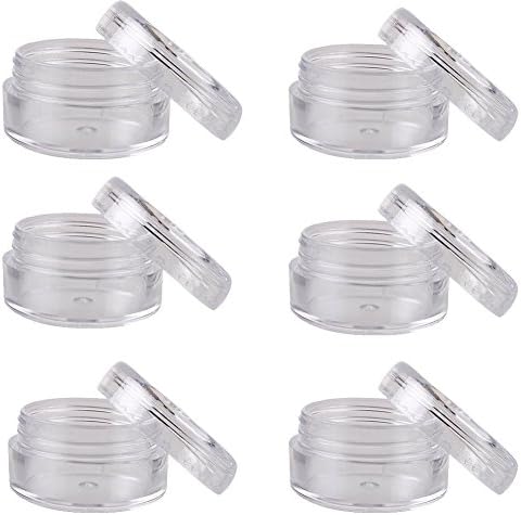 Migk 100 pcs 5 Gram Pot Jars Clear Plastic Cosmetic Sample Containers with Lids