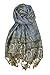Achillea Soft Silky Reversible Paisley Pashmina Shawl Wrap Scarf w/Fringes (Steel Blue)