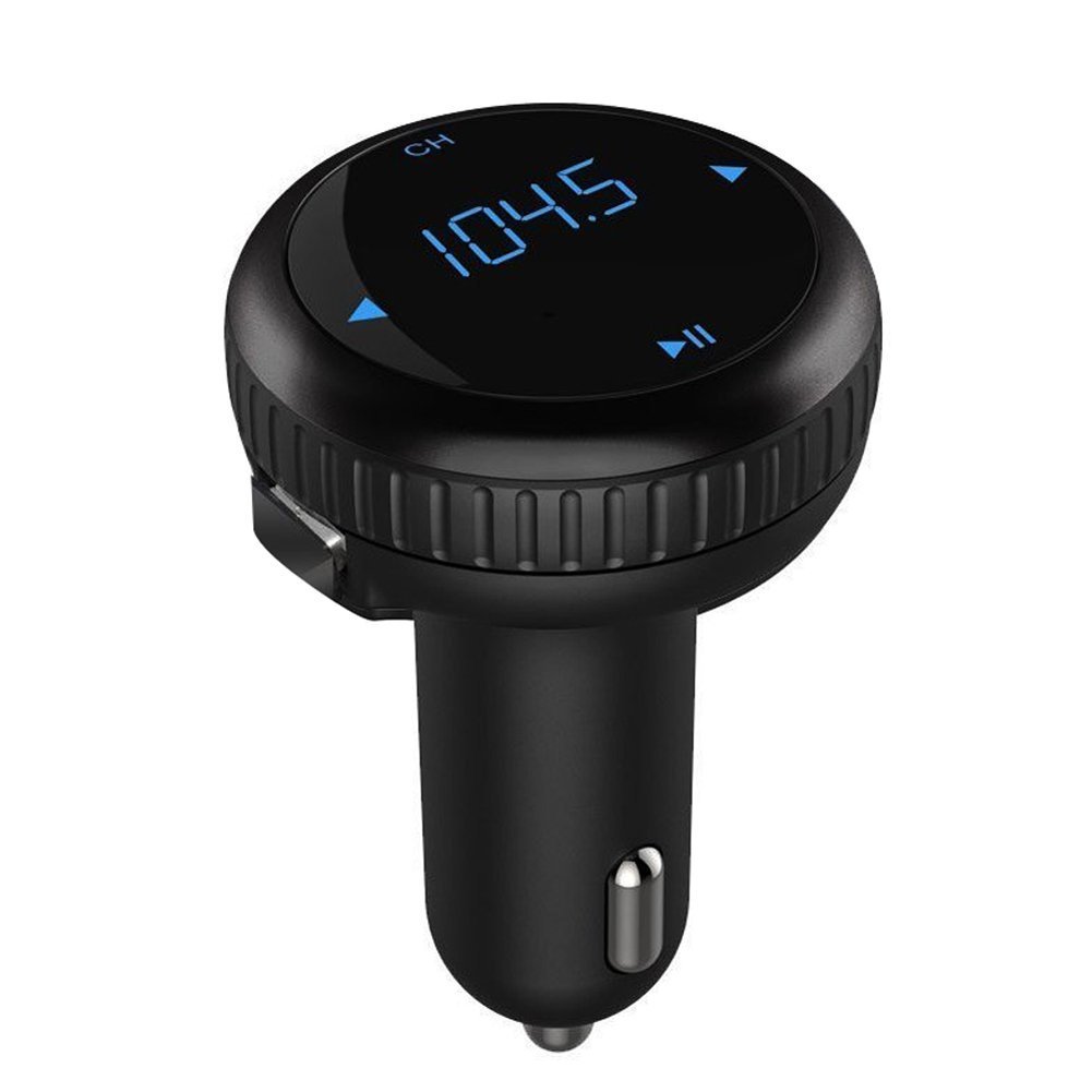 ROADWI Bluetooth FM Transmitter with LED Displayer, Wireless In-Car FM Transmitter Radio Adapter Car Kit 5V/2.1A Car Charger MP3 Player for Most Bluetooth Enable Devices