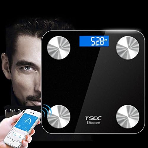 Bluetooth Body Fat Scale with IOS and Android App Smart Wireless Digital Bathroom Scale for Body weight, Body Fat, Water, Muscle Mass, BMI, BMR, Bone Mass