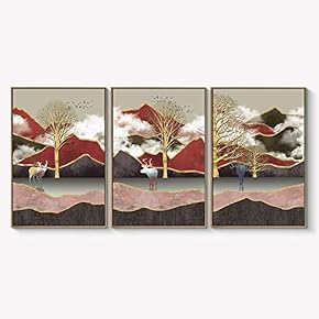 Framed Canvas Wall Art for Living Room, Bedroom Abstract Landscape Dream Place Canvas Prints for Home Decoration Ready to Hanging - 16"x24"x3 Panels