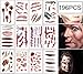 Halloween Scar Tattoos Temporary - Zombie Party Supplies Cosplay Props - Realistic Bloody Makeup Face Decorations Fake Injury Wound for Halloween Costume(24 Sheets)